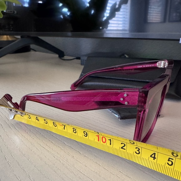 NEW🚨Celine Bold 3 Dots 55MM Oversized Square Sunglasses Shiny Violet/Gradient - Picture 16 of 16